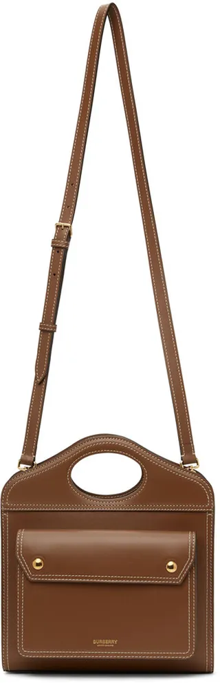 Burberry Brown Mini Topstitched Pocket Bag