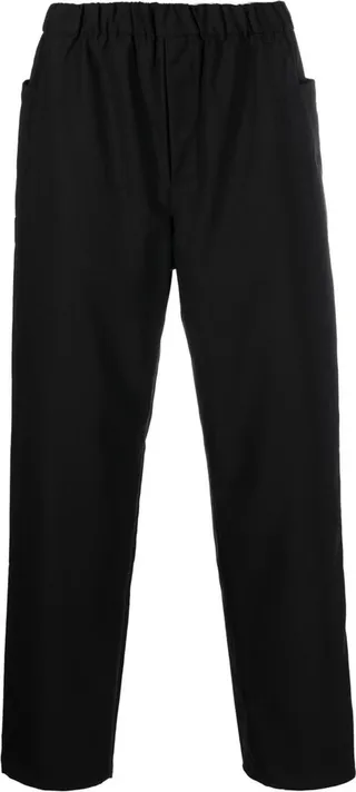Elasticated-Waist Straight-Leg Trousers