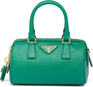 Triangle-Plaque Leather Mini Bag