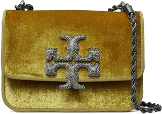 Eleanor velvet pave logo shoulder bag