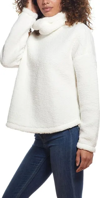 Womens Faux Fur Comfy Turtleneck Top