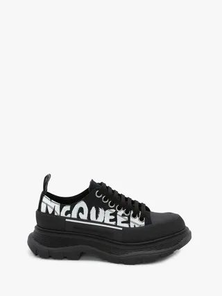 Women's Mcqueen Graffiti Tread Slick Lace Up In Black
