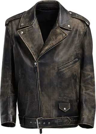 Faded Leather Biker Jacket