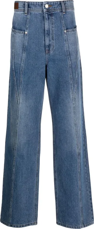 Sierra panelled-design wide-leg jeans