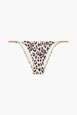 Scarlet Elis embellished leopard-print low-rise bikini briefs