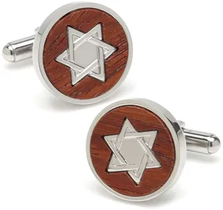Ox Bull & Trading Co Star of David Round Wood Cufflinks