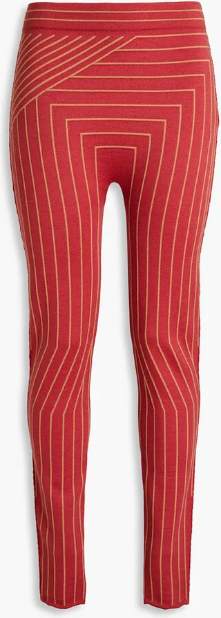 Striped jacquard-knit leggings