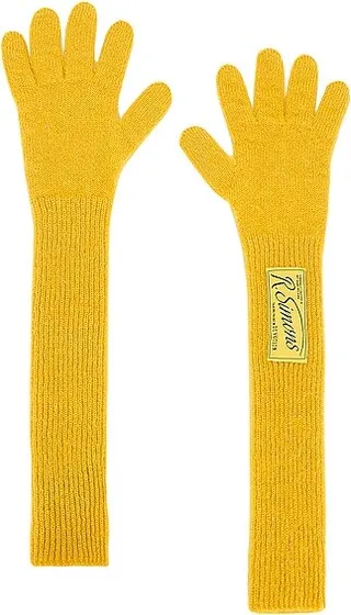 Raf Simons Long Knit Gloves in Yellow