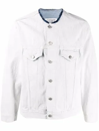 Raw-Cut Collar Denim Jacket