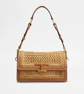 Shoulder Bag in Fabric and Leather Mini