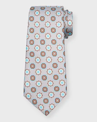 Men's Medallion-Print Silk Tie