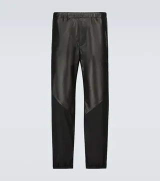 Leather and nylon sweatpants