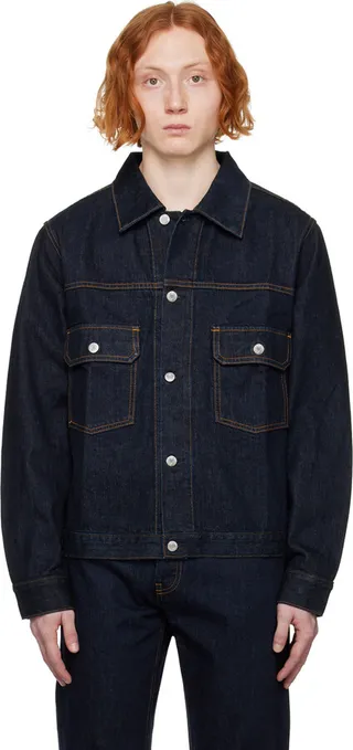 Helmut Lang Navy Button Denim Jacket
