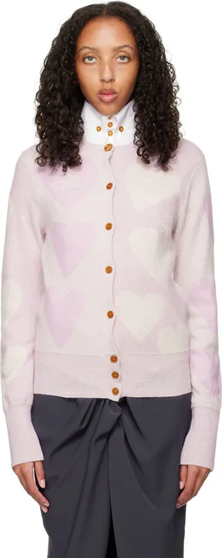 Vivienne Westwood Purple & Off-White Hearts Cardigan