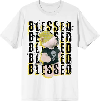 Teddy Drip Repeatedly Blessed Men’s White Short Sleeve Crew Neck Tee-3XL