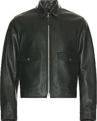TOM FORD Leather Biker Jacket in Dark Green