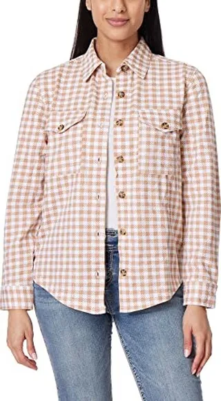 WallFlower Women's Taylor Essential French Terry Boyfriend Cozy Fleece Fall and Winter Shacket Jackets