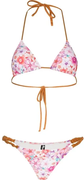 Scrunchie floral-print bikini
