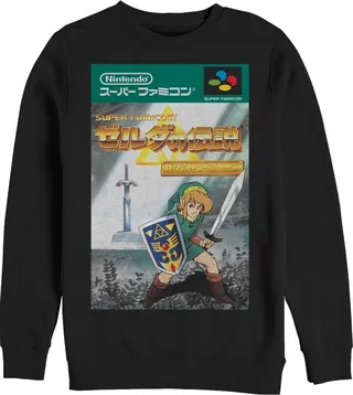 Men's Nintendo Legend of Zelda Japanese Cover Art Sweatshirt - Black - Small