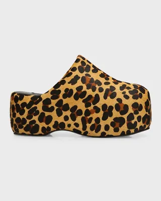 Leopard Platform Bubble Clogs