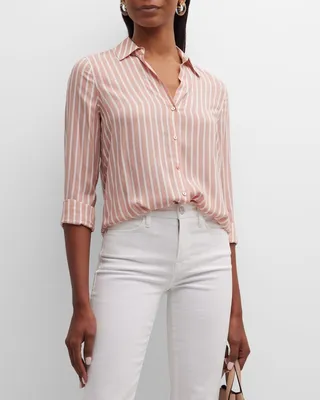 Holly Striped Button-Front Blouse