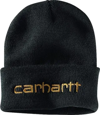 Carhartt Men's Knit Insulated Logo Graphic Cuffed Beanie (Black) Traditional Hats