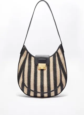 Pashli Large Modern Hobo in blk-ant. white
