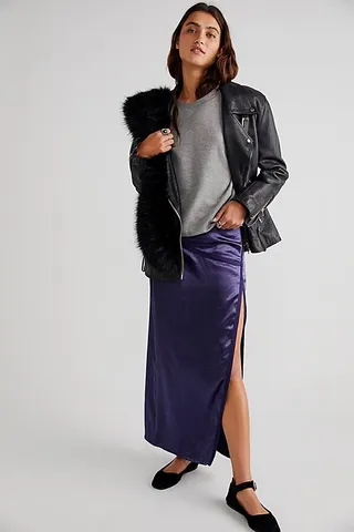 Dakota Satin Midi Skirt by Free People