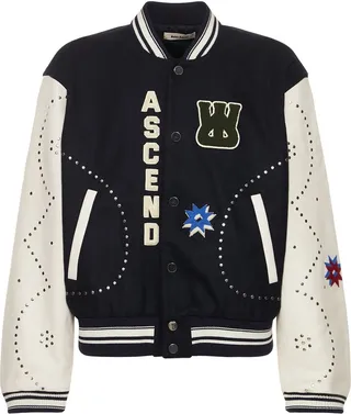 Ascend leather and wool varsity jacket
