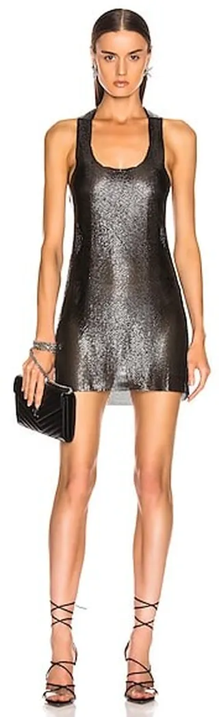 FANNIE SCHIAVONI Yael Dress in Metallic Silver