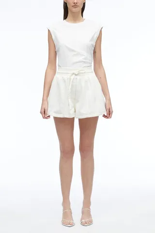 Stonewashed Denim Boxer Short in white