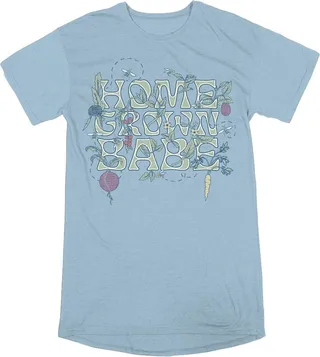 Home Grown Babe Crew Neck Short Sleeve Light Blue Women’s Night Shirt-Large