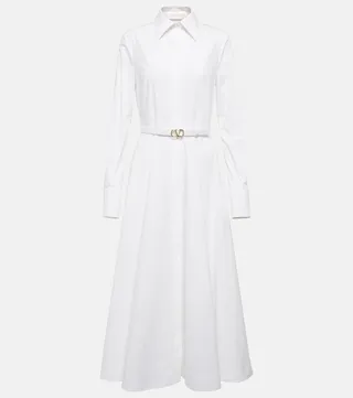 VLogo cotton poplin shirt dress