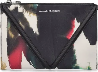 Leather zip pouch