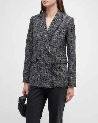 Piazza Noelle Double-Breasted Tweed Jacket