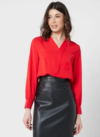 Asymmetric Front Placket Blouse
