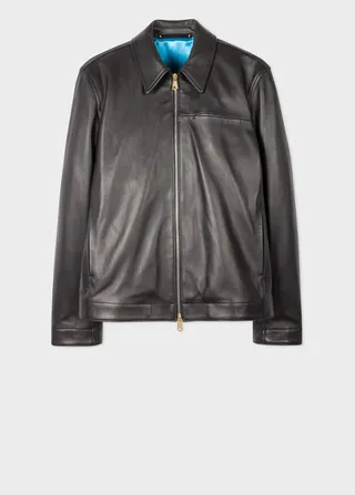 Black Zip-Front Leather Jacket