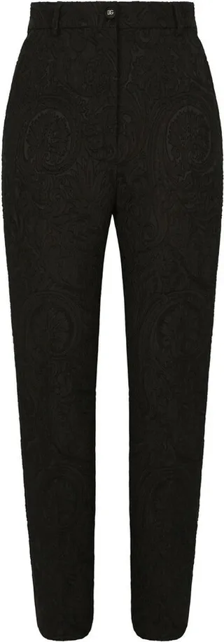 High-Waisted Jacquard Trousers