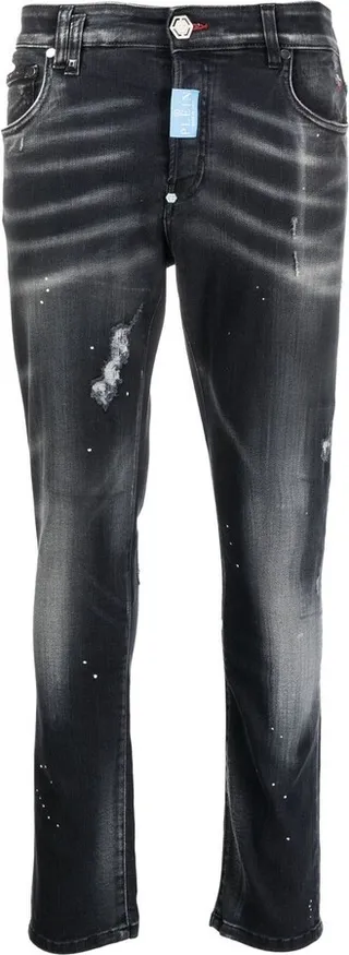 Hexagon low-rise skinny jeans