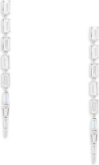 Kara Rhodium Plated & Cubic Zirconia Dangle Earrings