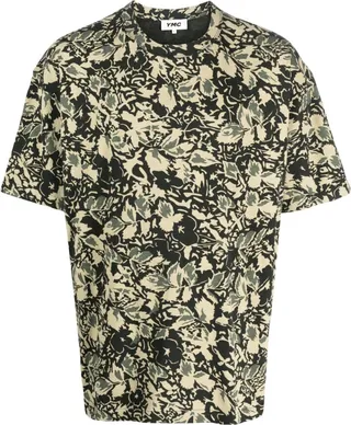 leaf-print organic-cotton T-shirt