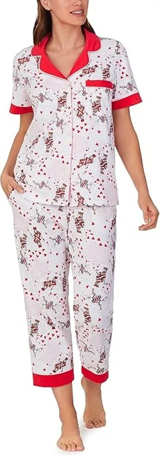 Bedhead PJs Organic Cotton Short Sleeve Cropped PJ Set (House of Cards) Women's Pajama Sets