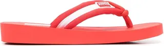 Logo-Patch Striped Flip Flops