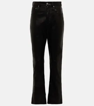 High-rise leather flared pants