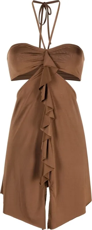 Amina cut-out halterneck minidress