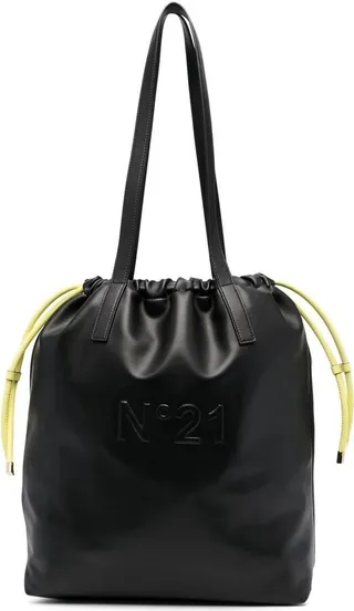 Embossed-Logo Leather Tote