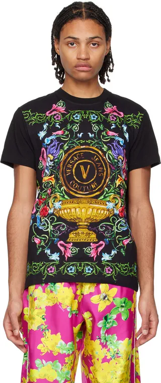 Versace Jeans Couture Black V-Emblem Garden T-Shirt