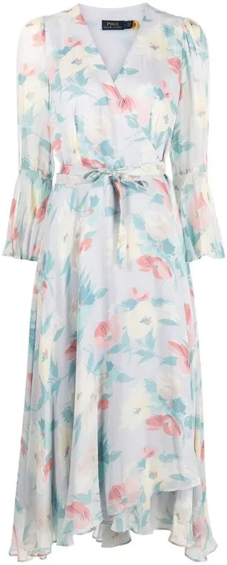 Floral-Print Midi Wrap Dress