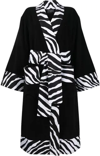 Leopard Print-Trim Bathrobe