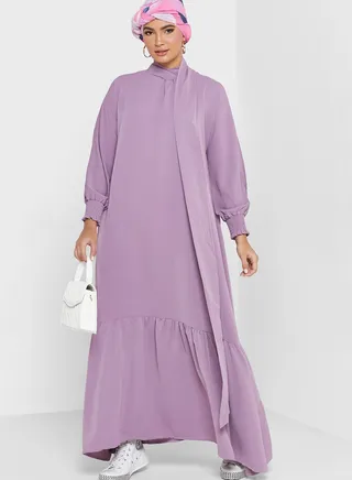 High Neck Belted Dress
